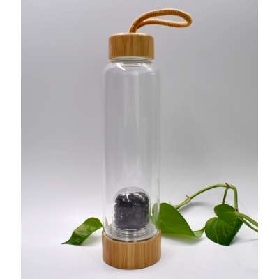 2019  Natural Rose Quartz Crystal Point Bottle glass water bottle infuser crystal